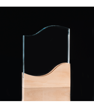 Trofeo Galvano de Madera y Cristal "Curve"