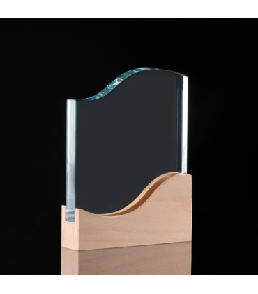 Trofeo Galvano de Madera y Cristal "Curve"