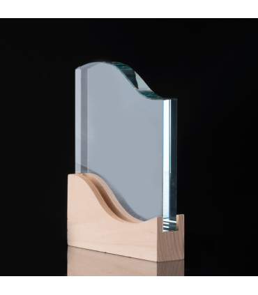 Trofeo Galvano de Madera y Cristal "Curve"