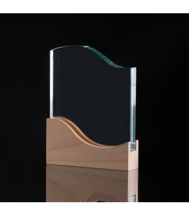 Trofeo Galvano de Madera y Cristal "Curve"
