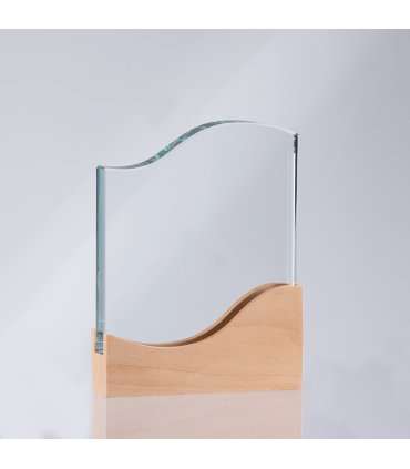 Trofeo Galvano de Madera y Cristal "Curve"