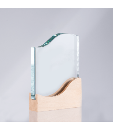 Trofeo Galvano de Madera y Cristal "Curve"