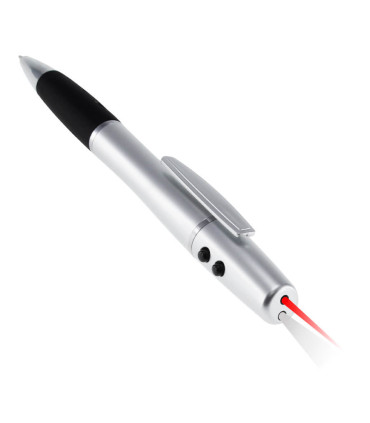 Bolígrafo plástico con LED y Puntero Láser