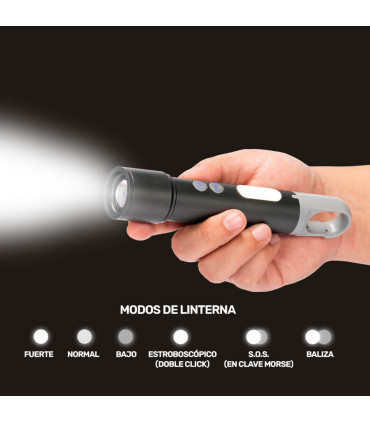 USB Linterna Táctica y lámpara recargable "HOOK"