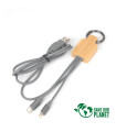 Connect Multicargador 4 en 1 de Bamboo con llavero.