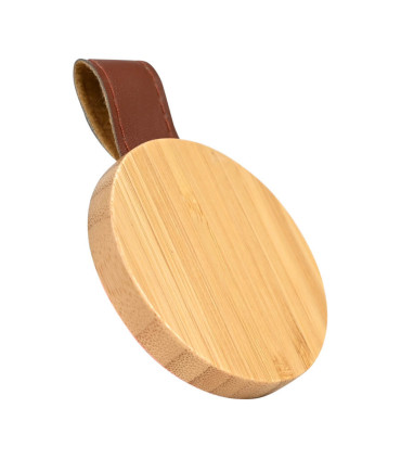 Espejo redondo de Bamboo y Eco-Cuero