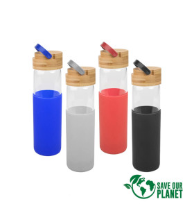 Botella de Vidrio con funda de silicona