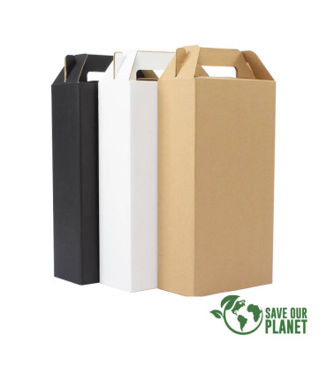 Caja autoarmable con asas, para 2 botellas de Vino